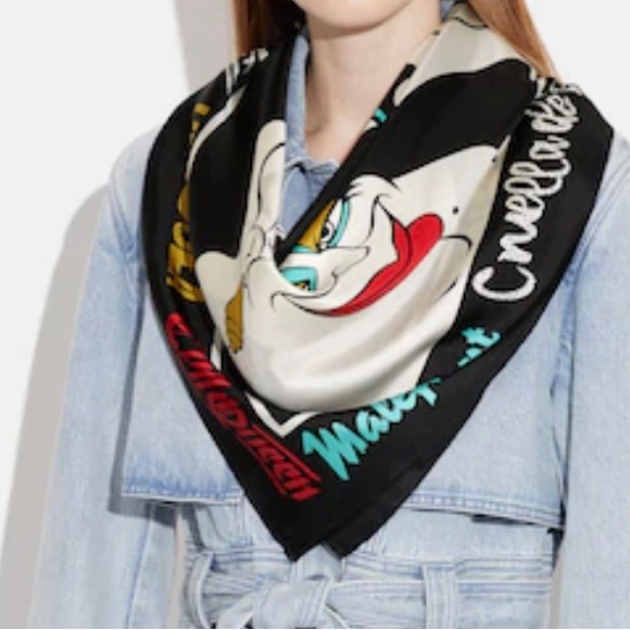 Coach Disney X Coach Villains Print Silk Square Scarf NWT - Picture 2 of 3